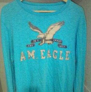 American Eagle Outfitters Teal Long Sleeve Shirt